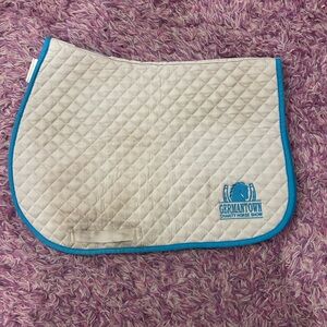 white with blue trim germantown charity horse show saddle pad smartpak